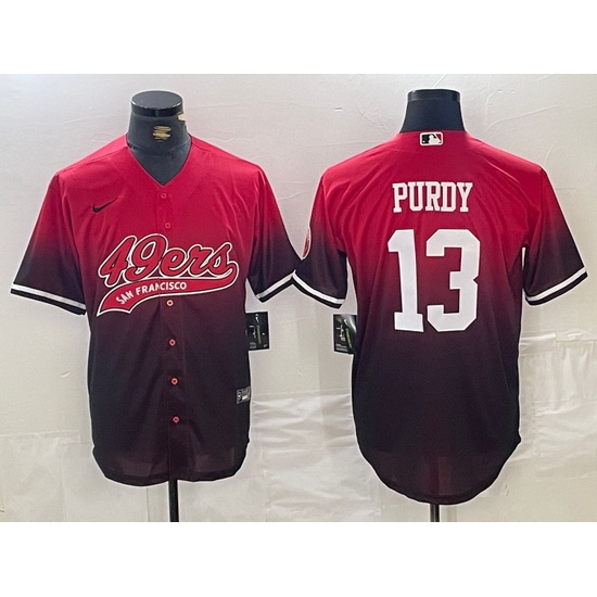 Men San Francisco 49ers 13 Brock Purdy RedBlack With Patch Cool Base Stitched Jerseys 3 Men San Francisco 49ers 13 Brock Purdy RedBlack With Patch Cool Base Stitched Jerseys 3