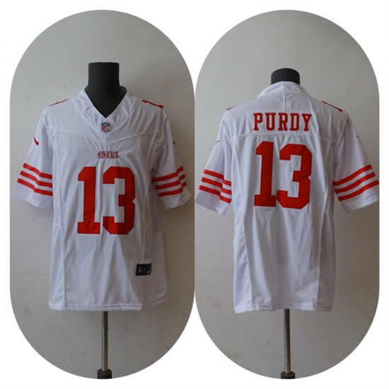 Men San Francisco 49ers 13 Brock Purdy White 2023 F U S E Vapor Untouchable Limited Stitched Football Jersey Men San Francisco 49ers 13 Brock Purdy White 2023 F U S E Vapor Untouchable Limited Stitched Football Jersey