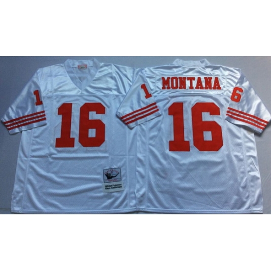 Men San Francisco 49ers 16 Joe Montana White M&N Throwback Jersey Men San Francisco 49ers 16 Joe Montana White M&N Throwback Jersey