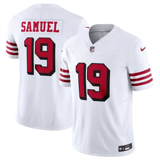 Men San Francisco 49ers 19 Deebo Samuel New White 2023 F U S E Vapor Untouchable Limited Stitched Football Jersey Men San Francisco 49ers 19 Deebo Samuel New White 2023 F U S E Vapor Untouchable Limited Stitched Football Jersey