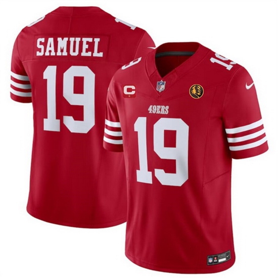 Men San Francisco 49ers 19 Deebo Samuel Red 2023 F U S E With 1 Star C Patch And John Madden Patch Vapor Limited Stitched Football Jersey Men San Francisco 49ers 19 Deebo Samuel Red 2023 F U S E With 1 Star C Patch And John Madden Patch Vapor Limited Stitched Football Jersey