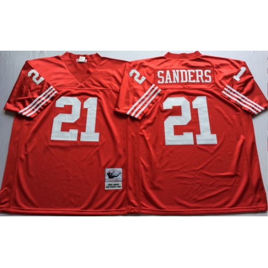 Men San Francisco 49ers 21 Deion Sanders Red M&N Throwback Jersey Men San Francisco 49ers 21 Deion Sanders Red M&N Throwback Jersey