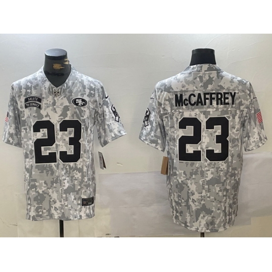 Men San Francisco 49ers 23 Christian McCaffrey 2024 F U S E Arctic Camo Salute To Service Limited Stitched Football Jersey Men San Francisco 49ers 23 Christian McCaffrey 2024 F U S E Arctic Camo Salute To Service Limited Stitched Football Jersey