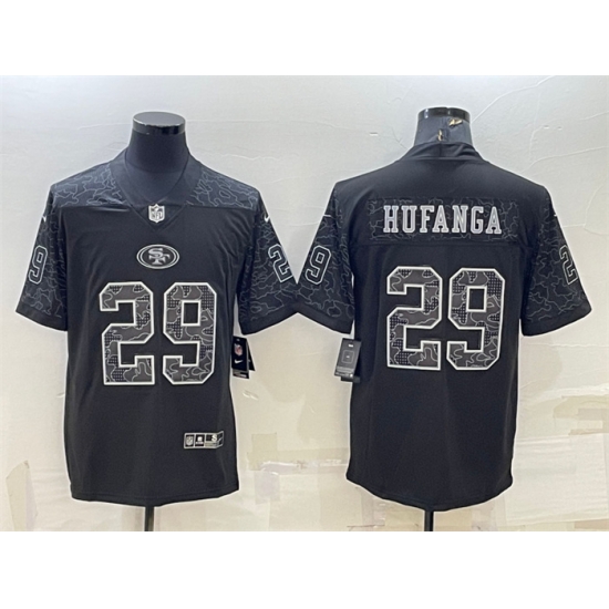 Men San Francisco 49ers 29 Talanoa Hufanga Black Reflective Limited Stitched Football Jersey Men San Francisco 49ers 29 Talanoa Hufanga Black Reflective Limited Stitched Football Jersey