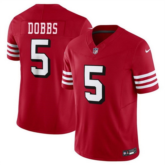 Men San Francisco 49ers 5 Josh Dobbs New Red 2024 F U S E Vapor Untouchable Limited Stitched Football Jersey Men San Francisco 49ers 5 Josh Dobbs New Red 2024 F U S E Vapor Untouchable Limited Stitched Football Jersey