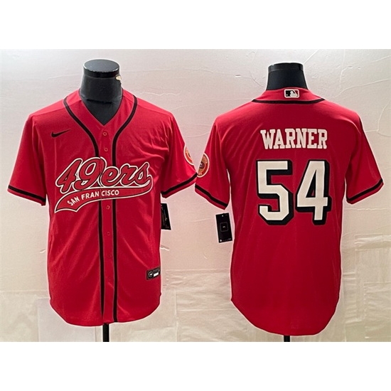 Men San Francisco 49ers 54 Fred Warner New Red Cool Base Stitched Baseball Jersey Men San Francisco 49ers 54 Fred Warner New Red Cool Base Stitched Baseball Jersey