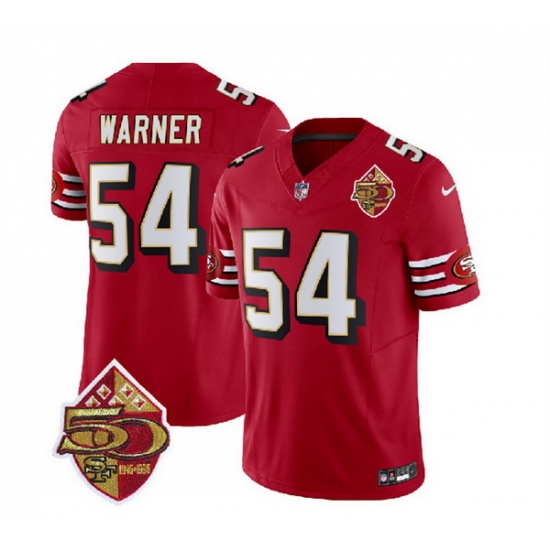 Men San Francisco 49ers 54 Fred Warner Red 2023 F U S E 50th Patch Throwback Stitched Football Jersey Men San Francisco 49ers 54 Fred Warner Red 2023 F U S E 50th Patch Throwback Stitched Football Jersey