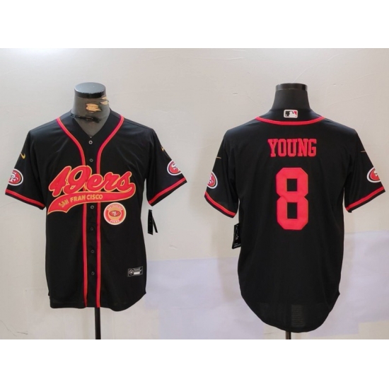Men San Francisco 49ers 8 Steve Young Black With Patch Cool Base Stitched Baseball Jersey 1 Men San Francisco 49ers 8 Steve Young Black With Patch Cool Base Stitched Baseball Jersey 1