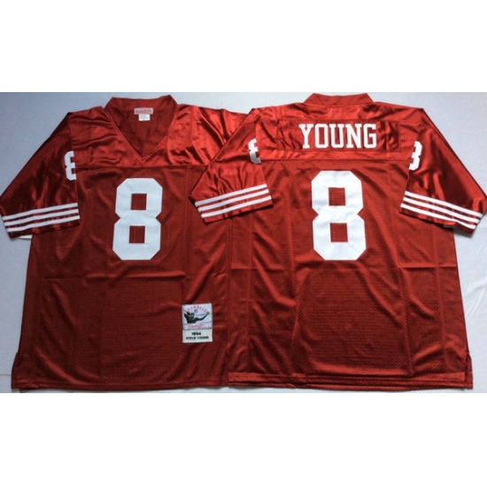Men San Francisco 49ers 8 Steve Young Red M&N Throwback Jersey Men San Francisco 49ers 8 Steve Young Red M&N Throwback Jersey
