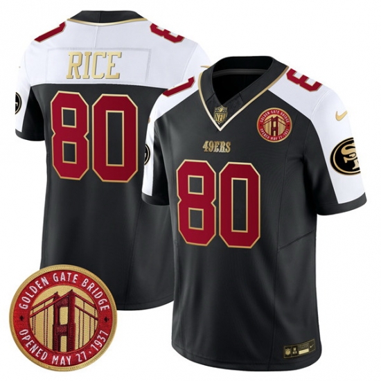 Men San Francisco 49ers 80 Jerry Rice Balck F U S E Golden Gate Bridge Patch Alternate Vapor Limited Stitched Football Jersey Men San Francisco 49ers 80 Jerry Rice Balck F U S E Golden Gate Bridge Patch Alternate Vapor Limited Stitched Football Jersey