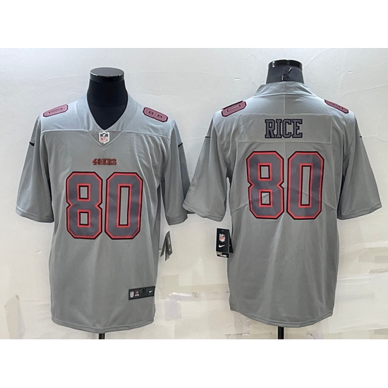 Men San Francisco 49ers 80 Jerry Rice Grey Atmosphere Fashion Stitched Jersey Men San Francisco 49ers 80 Jerry Rice Grey Atmosphere Fashion Stitched Jersey