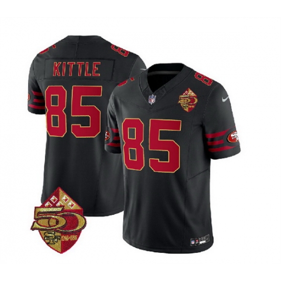 Men San Francisco 49ers 85 George Kittle Black 2023 F U S E 50th Patch Vapor Limited Stitched Football Jersey Men San Francisco 49ers 85 George Kittle Black 2023 F U S E 50th Patch Vapor Limited Stitched Football Jersey