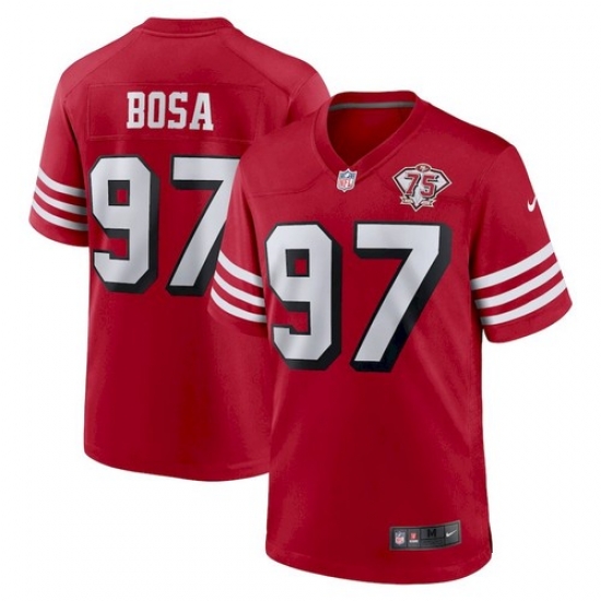 Men San Francisco 49ers 97 Nick Bosa 75th Anniversary Red Nike Jersey Men San Francisco 49ers 97 Nick Bosa 75th Anniversary Red Nike Jersey