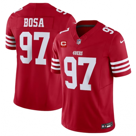 Men San Francisco 49ers 97 Nick Bosa Red 2023 F U S E With 2 Star C Patch Vapor Untouchable Limited Stitched Football Jersey Men San Francisco 49ers 97 Nick Bosa Red 2023 F U S E With 2 Star C Patch Vapor Untouchable Limited Stitched Football Jersey