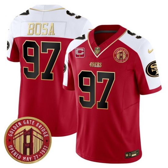 Men San Francisco 49ers 97 Nick Bosa Red F U S E Golden Gate Bridge With 1 Star C Patch Alternate Vapor Limited Stitched Football Jersey Men San Francisco 49ers 97 Nick Bosa Red F U S E Golden Gate Bridge With 1 Star C Patch Alternate Vapor Limited Stitched Football Jersey