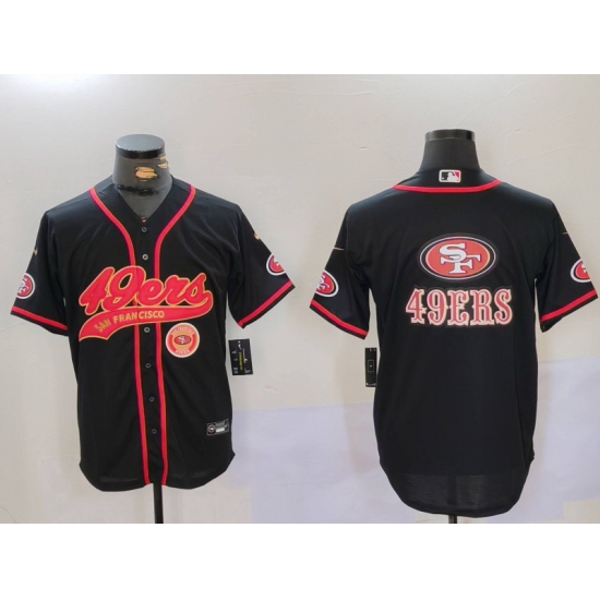 Men San Francisco 49ers Team Big Logo Black With Patch Cool Base Stitched Baseball Jersey 5 Men San Francisco 49ers Team Big Logo Black With Patch Cool Base Stitched Baseball Jersey 5