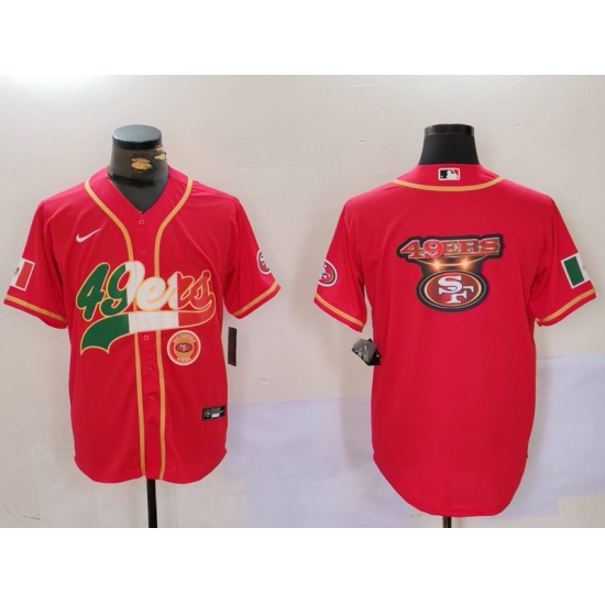 Men San Francisco 49ers Team Big Logo Red With Patch Cool Base Stitched Baseball Jersey 6 Men San Francisco 49ers Team Big Logo Red With Patch Cool Base Stitched Baseball Jersey 6