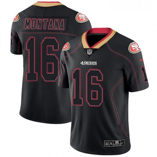 Mens Nike San Francisco 49ers 16 Joe Montana Limited Lights Out Black Rush NFL Jersey Mens Nike San Francisco 49ers 16 Joe Montana Limited Lights Out Black Rush NFL Jersey