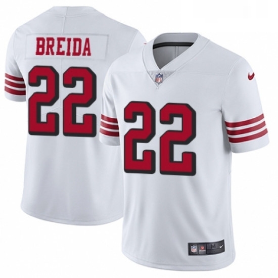 Mens Nike San Francisco 49ers 22 Matt Breida Limited White Rush Vapor Untouchable NFL Jersey Mens Nike San Francisco 49ers 22 Matt Breida Limited White Rush Vapor Untouchable NFL Jersey