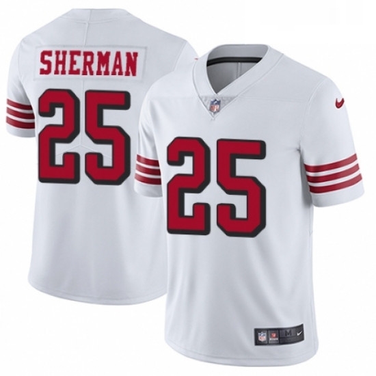 Mens Nike San Francisco 49ers 25 Richard Sherman Limited White Rush Vapor Untouchable NFL Jersey Mens Nike San Francisco 49ers 25 Richard Sherman Limited White Rush Vapor Untouchable NFL Jersey