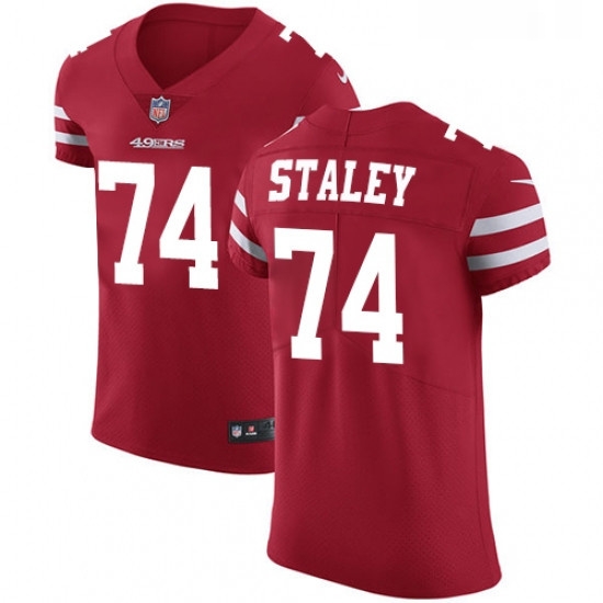 Mens Nike San Francisco 49ers 74 Joe Staley Red Team Color Vapor Untouchable Elite Player NFL Jersey Mens Nike San Francisco 49ers 74 Joe Staley Red Team Color Vapor Untouchable Elite Player NFL Jersey