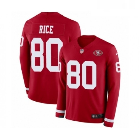 Mens Nike San Francisco 49ers 80 Jerry Rice Limited Red Therma Long Sleeve NFL Jersey Mens Nike San Francisco 49ers 80 Jerry Rice Limited Red Therma Long Sleeve NFL Jersey