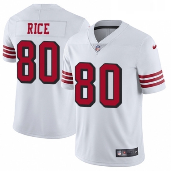 Mens Nike San Francisco 49ers 80 Jerry Rice Limited White Rush Vapor Untouchable NFL Jersey Mens Nike San Francisco 49ers 80 Jerry Rice Limited White Rush Vapor Untouchable NFL Jersey