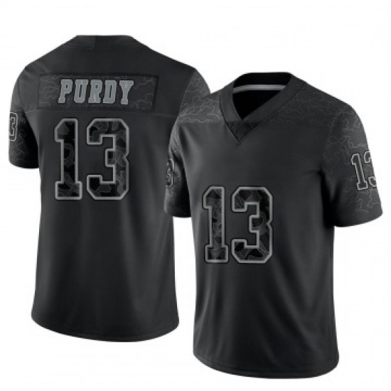 Men's San Francisco 49ers #13 Brock Purdy Black Reflective Limited Stitched Football Jersey Men's San Francisco 49ers #13 Brock Purdy Black Reflective Limited Stitched Football Jersey