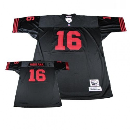 Mitchell and Ness San Francisco 49ers 16 Joe Montana Authentic Black Throwback NFL Jersey Mitchell and Ness San Francisco 49ers 16 Joe Montana Authentic Black Throwback NFL Jersey
