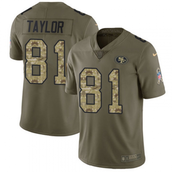 Nike 49ers #81 Trent Taylor Olive Camo Mens Stitched NFL Limited 2017 Salute To Service Jersey Nike 49ers #81 Trent Taylor Olive Camo Mens Stitched NFL Limited 2017 Salute To Service Jersey