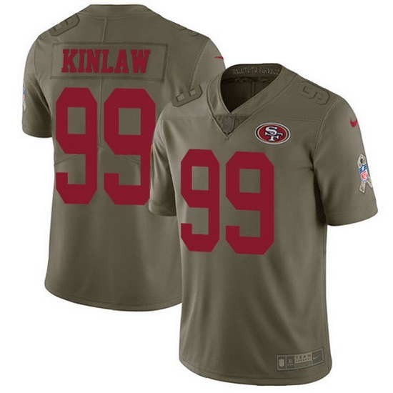 Nike 49ers 99 Javon Kinlaw Olive Men Stitched NFL Limited 2017 Salute To Service Jersey Nike 49ers 99 Javon Kinlaw Olive Men Stitched NFL Limited 2017 Salute To Service Jersey