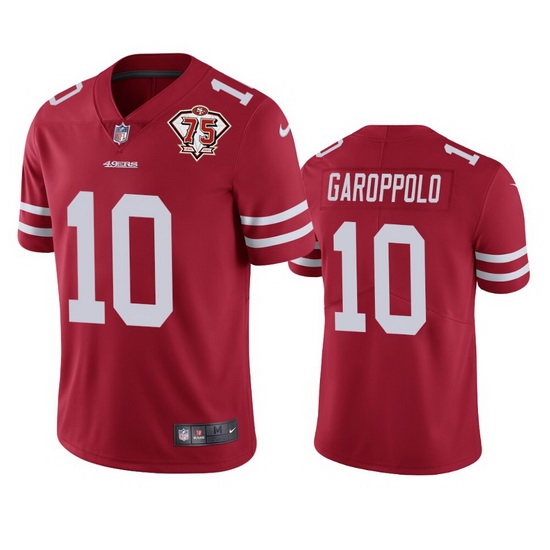 Nike San Francisco 49ers 10 Jimmy Garoppolo Red Men 75th Anniversary Stitched NFL Vapor Untouchable Limited Jersey Nike San Francisco 49ers 10 Jimmy Garoppolo Red Men 75th Anniversary Stitched NFL Vapor Untouchable Limited Jersey
