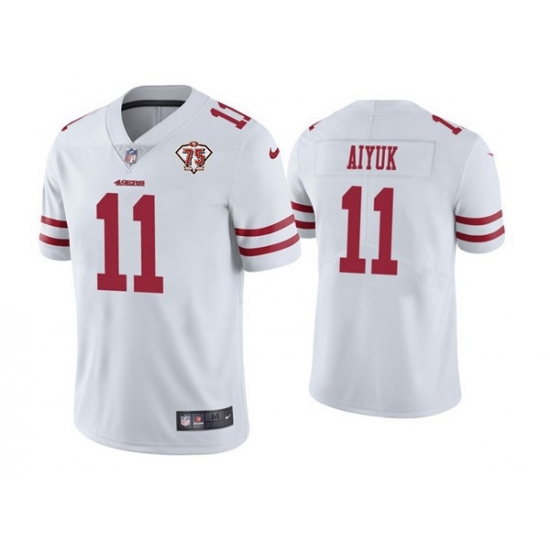 Nike San Francisco 49ers 11 Brandon Aiyuk White 75th Anniversary Vapor Untouchable Limited Jersey Nike San Francisco 49ers 11 Brandon Aiyuk White 75th Anniversary Vapor Untouchable Limited Jersey