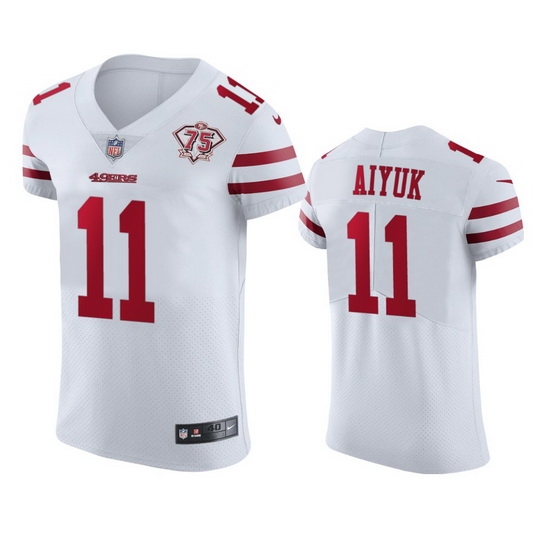 Nike San Francisco 49ers 11 Brandon Aiyuk White Men 75th Anniversary Stitched NFL Vapor Untouchable Elite Jersey Nike San Francisco 49ers 11 Brandon Aiyuk White Men 75th Anniversary Stitched NFL Vapor Untouchable Elite Jersey