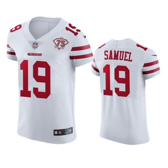Nike San Francisco 49ers 19 Deebo Samuel White Men 75th Anniversary Stitched NFL Vapor Untouchable Elite Jersey Nike San Francisco 49ers 19 Deebo Samuel White Men 75th Anniversary Stitched NFL Vapor Untouchable Elite Jersey