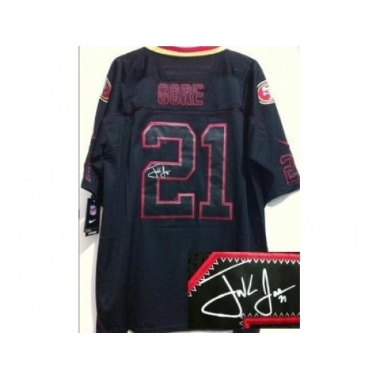Nike San Francisco 49ers 21 Frank Gore Black Elite Light Out Signed NFL Jersey Nike San Francisco 49ers 21 Frank Gore Black Elite Light Out Signed NFL Jersey