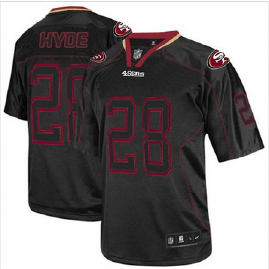 Nike San Francisco 49ers #28 Carlos Hyde Lights Out Black Mens Stitched NFL Elite Jersey Nike San Francisco 49ers #28 Carlos Hyde Lights Out Black Mens Stitched NFL Elite Jersey