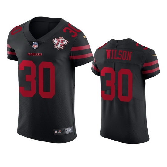 Nike San Francisco 49ers 30 Jeff Wilson Black Alternate Men 75th Anniversary Stitched NFL Vapor Untouchable Elite Jersey Nike San Francisco 49ers 30 Jeff Wilson Black Alternate Men 75th Anniversary Stitched NFL Vapor Untouchable Elite Jersey