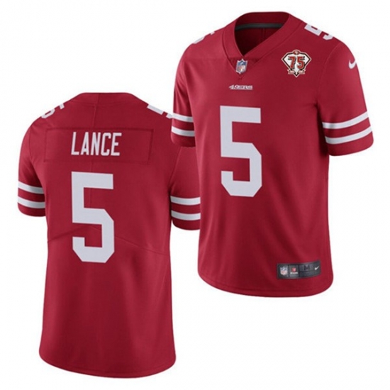 Nike San Francisco 49ers 5 Trey Lance Red 75th Anniversary Vapor Untouchable Limited Jersey Nike San Francisco 49ers 5 Trey Lance Red 75th Anniversary Vapor Untouchable Limited Jersey