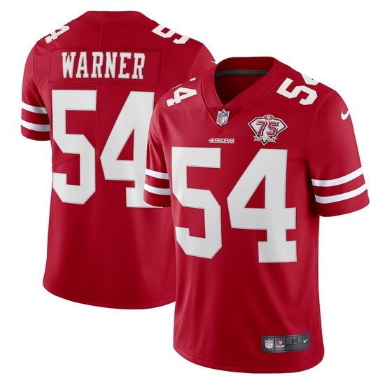 Nike San Francisco 49ers 54 Fred Warner Red Men 75th Anniversary Stitched NFL Vapor Untouchable Limited Jersey Nike San Francisco 49ers 54 Fred Warner Red Men 75th Anniversary Stitched NFL Vapor Untouchable Limited Jersey