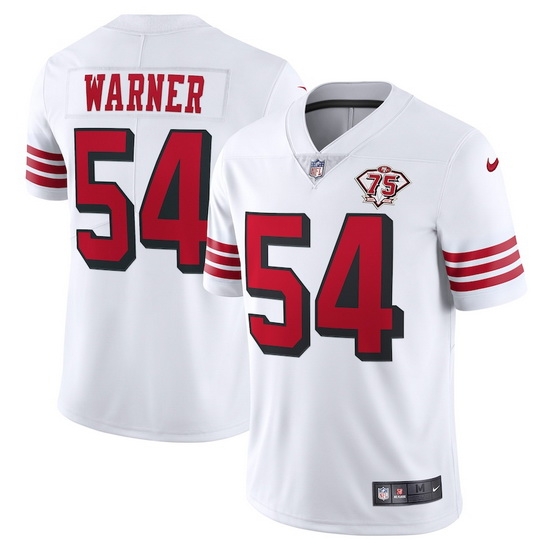Nike San Francisco 49ers 54 Fred Warner White Rush Men 75th Anniversary Stitched NFL Vapor Untouchable Limited Jersey Nike San Francisco 49ers 54 Fred Warner White Rush Men 75th Anniversary Stitched NFL Vapor Untouchable Limited Jersey