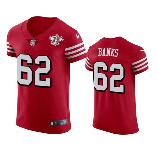 Nike San Francisco 49ers 62 Aaron Banks Red Rush Men 75th Anniversary Stitched NFL Vapor Untouchable Elite Jersey Nike San Francisco 49ers 62 Aaron Banks Red Rush Men 75th Anniversary Stitched NFL Vapor Untouchable Elite Jersey
