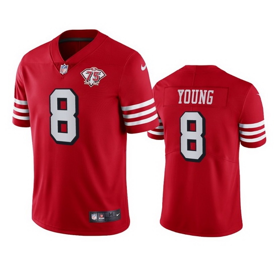 Nike San Francisco 49ers 8 Steve Young Red Rush Men 75th Anniversary Stitched NFL Vapor Untouchable Limited Jersey Nike San Francisco 49ers 8 Steve Young Red Rush Men 75th Anniversary Stitched NFL Vapor Untouchable Limited Jersey
