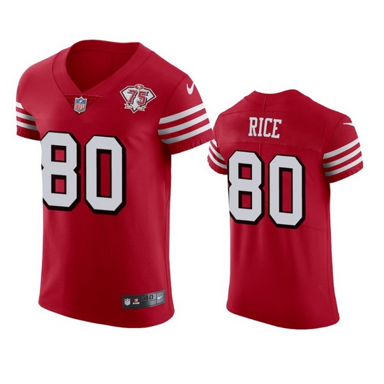 Nike San Francisco 49ers 80 Jerry Rice Red Rush Men 75th Anniversary Stitched NFL Vapor Untouchable Elite Jersey Nike San Francisco 49ers 80 Jerry Rice Red Rush Men 75th Anniversary Stitched NFL Vapor Untouchable Elite Jersey