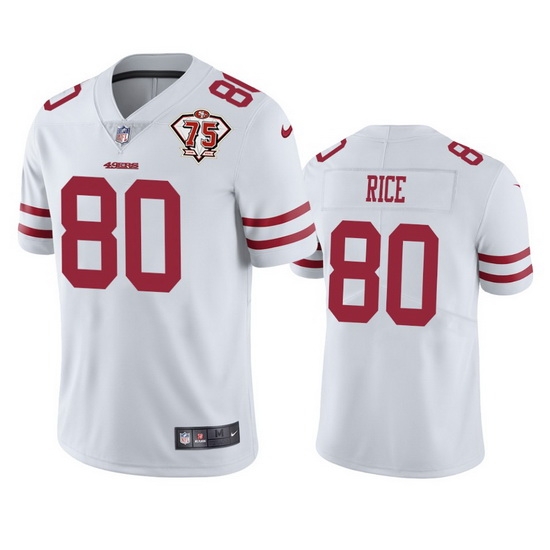 Nike San Francisco 49ers 80 Jerry Rice White Men 75th Anniversary Stitched NFL Vapor Untouchable Limited Jersey Nike San Francisco 49ers 80 Jerry Rice White Men 75th Anniversary Stitched NFL Vapor Untouchable Limited Jersey