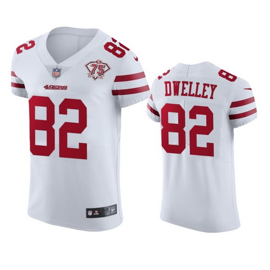 Nike San Francisco 49ers 82 Ross Dwelley White Men 75th Anniversary Stitched NFL Vapor Untouchable Elite Jersey Nike San Francisco 49ers 82 Ross Dwelley White Men 75th Anniversary Stitched NFL Vapor Untouchable Elite Jersey