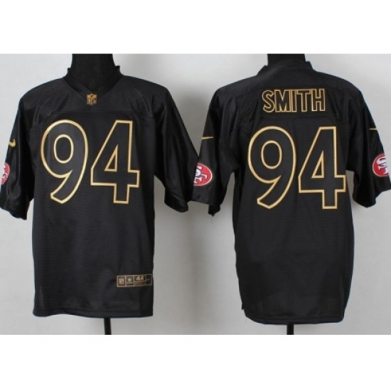 Nike San Francisco 49ers 94 Justin Smith Black Elite PRO Gold Lettering Fashion NFL Jersey Nike San Francisco 49ers 94 Justin Smith Black Elite PRO Gold Lettering Fashion NFL Jersey