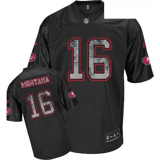 Reebok San Francisco 49ers 16 Joe Montana Replica Sideline Black United Throwback NFL Jersey Reebok San Francisco 49ers 16 Joe Montana Replica Sideline Black United Throwback NFL Jersey