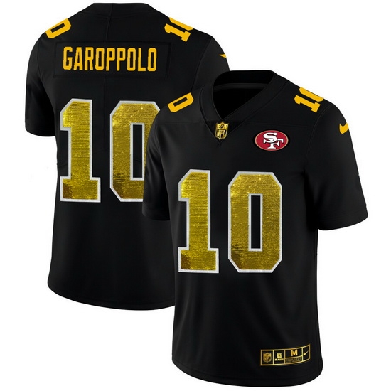 San Francisco 49ers 10 Jimmy Garoppolo Men Black Nike Golden Sequin Vapor Limited NFL Jersey San Francisco 49ers 10 Jimmy Garoppolo Men Black Nike Golden Sequin Vapor Limited NFL Jersey