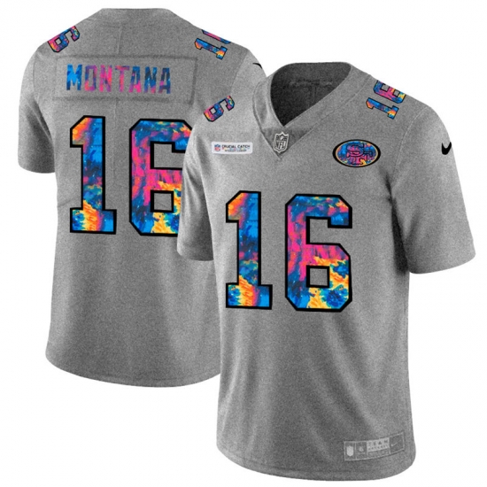 San Francisco 49ers 16 Joe Montana Men Nike Multi Color 2020 NFL Crucial Catch NFL Jersey Greyheather San Francisco 49ers 16 Joe Montana Men Nike Multi Color 2020 NFL Crucial Catch NFL Jersey Greyheather